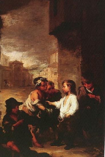 Bartolome Esteban Murillo homas of Villanueva dividing his clothes among beggar boys oil painting picture